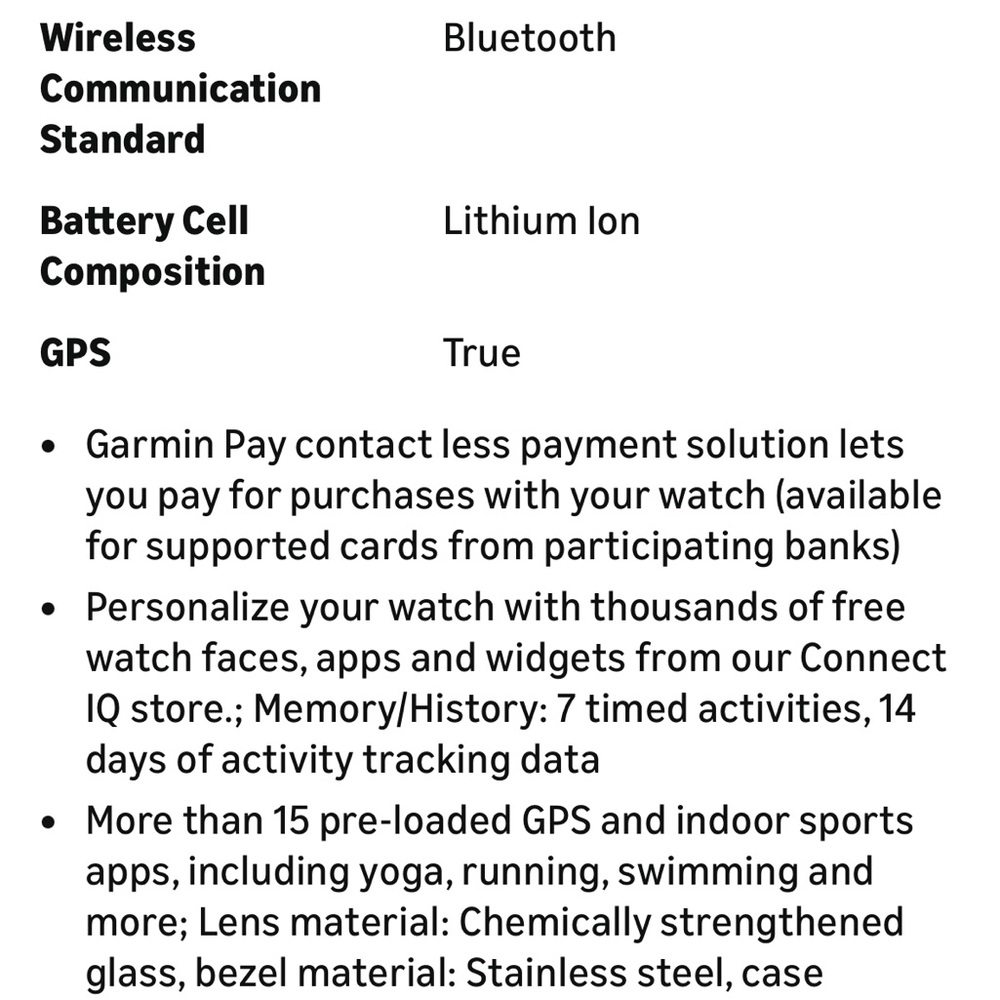 Garmin Black Smartwatch with Charging Cable - Picture 7 of 7